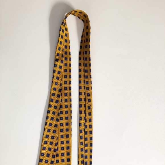 Robert Talbott Best of Class Nordstrom Silk Woven Gold Blue Tile w Blue Flowers - Picture 8 of 12